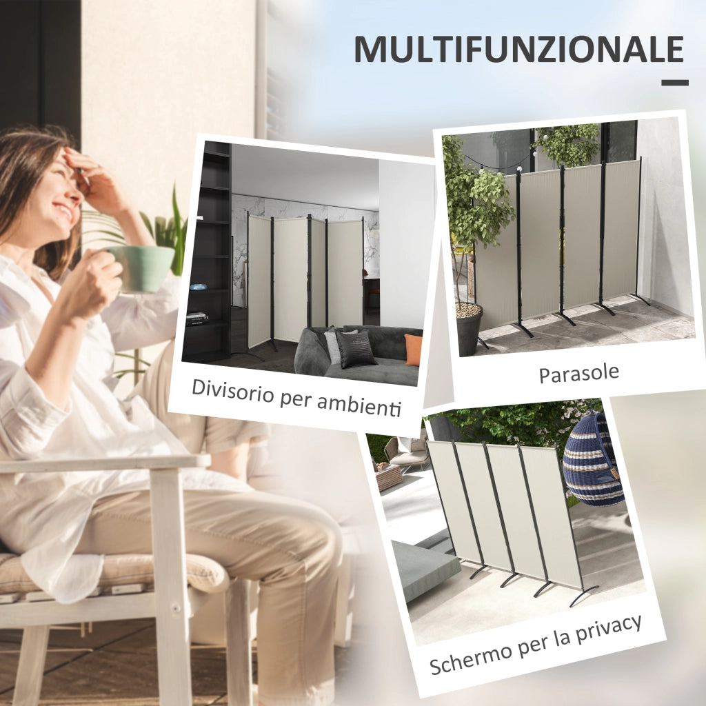Paravento Pieghevole 4 Pannelli ¨C zephmum ¨C 221x50x172 cm Crema