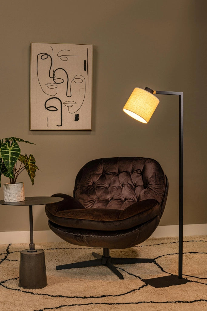 Lampada da terra a gru LESLEY 1xE27 nera/beige Lucide