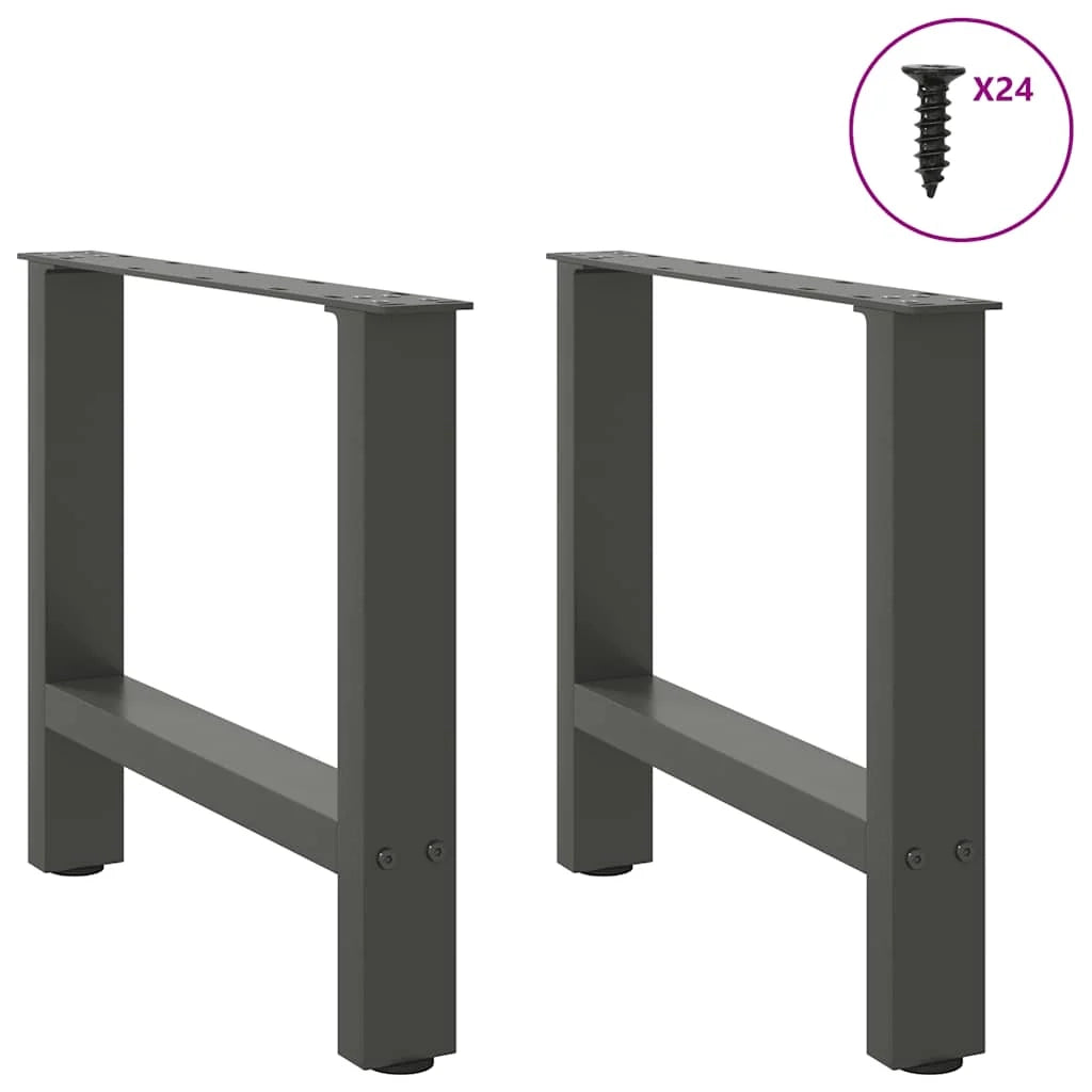 Set di 2 gambe per tavolino da caffè moderne quadrate regolabili 60 x 43 cm in acciaio antracite 02_0057526