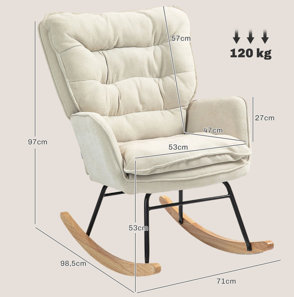 Poltrona a dondolo 71x98.5x97 cm con seduta ampia e schienale ergonomico; poliestere beige