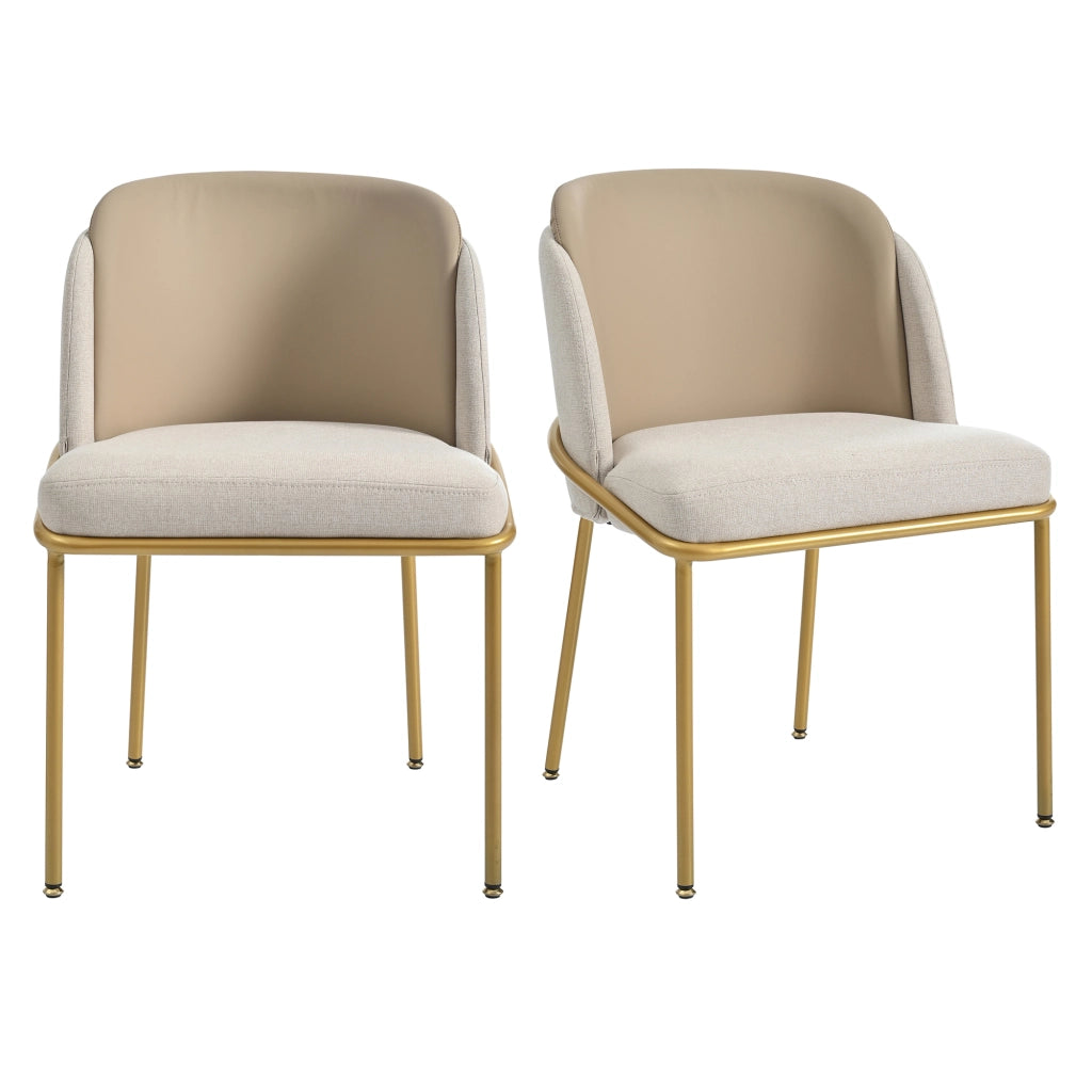 Sedia da Pranzo con Schienale Ergonomico e Piedini Regolabili, in Metallo e Legno, Beige e Cachi