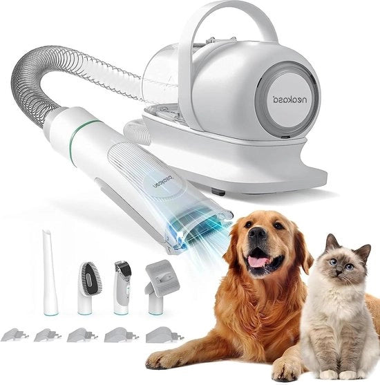Sistema di rasatura professionale per cani e gatti con aspiratore - rasoio per animali con 5 strumenti