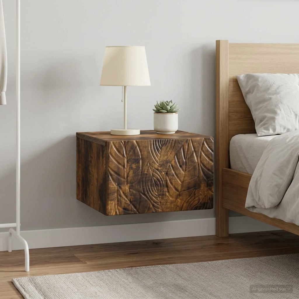 Mobiletto da notte a muro 2 pcs Rovere Fumo 49 x 34,5 x 20 cm 898796