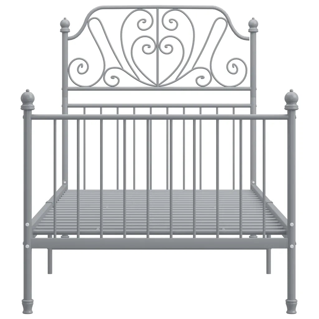Letto singolo | Letto per adulti | Giroletto Grigio in Metallo 90x200 cm