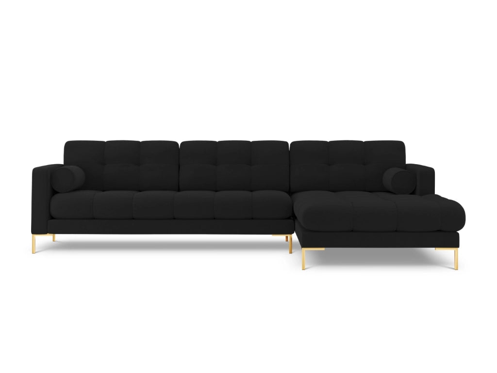 Cosmopolitan Design - Divano angolare destro "Bali" 5 posti in tessuto strutturato nero 