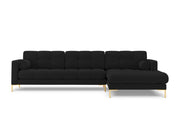Cosmopolitan Design - Divano angolare destro "Bali" 5 posti in tessuto strutturato nero 