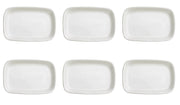 Set 6 Vassoi Snack Rettangolari 13x9x1,5 cm in Porcellana Allluminica Kaleidos Aluxina Bianchi