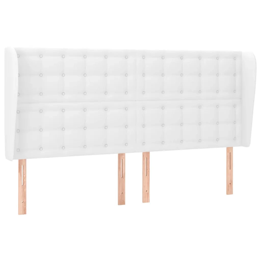 Testiera | Testata ad Orecchio Bianca 203x23x118/128 cm in Similpelle