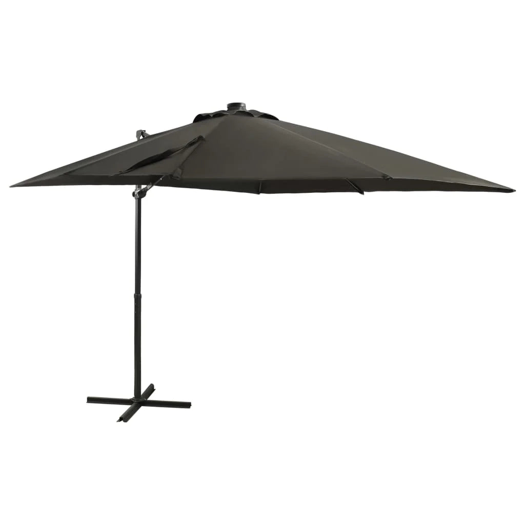 Ombrellone da giardino a sbalzo con palo e luci LED 250 cm antracite 02_0008514