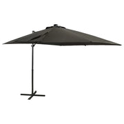 Ombrellone da giardino a sbalzo con palo e luci LED 250 cm antracite 02_0008514