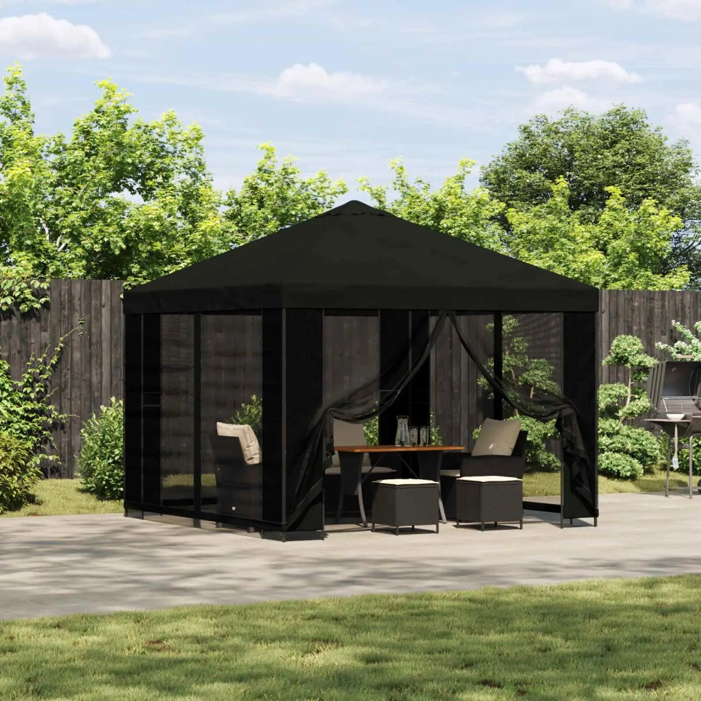Gazebo 3 x 3 m Nero Poliestere e Acciaio 190 900334