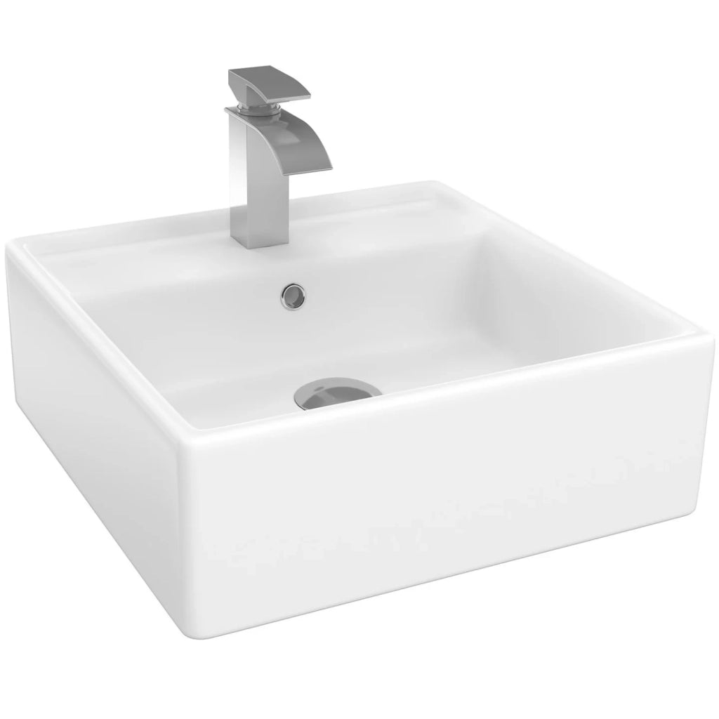 IDMarket - Lavabo quadrato in ceramica bianca L. 41 x L. 41 x H. 15,5 cm