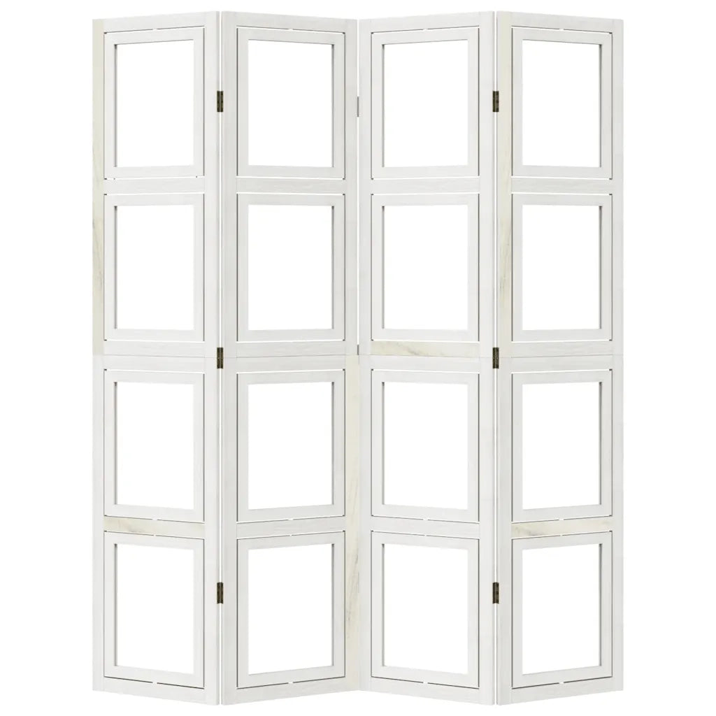 Divisorio Ambienti | Divider per stanze | Paravento 4Pannelli Bianco Legno Massello di Paulownia