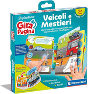 Sapientino - Girapagina, Veicoli E Mestieri - Libro Educativo Ed Interattivo per Stimolare L`Interesse alla Lettura,Clem