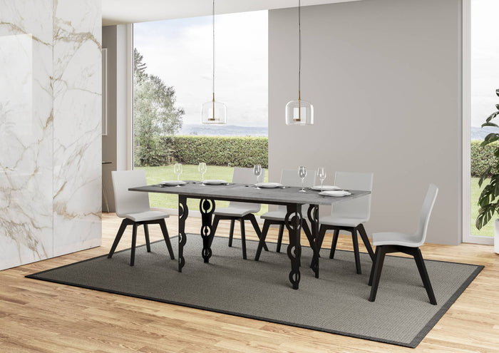 Tavolo Salvaspazio Allungabile 120/200x45/90x80/78 cm Karamay Double Cemento