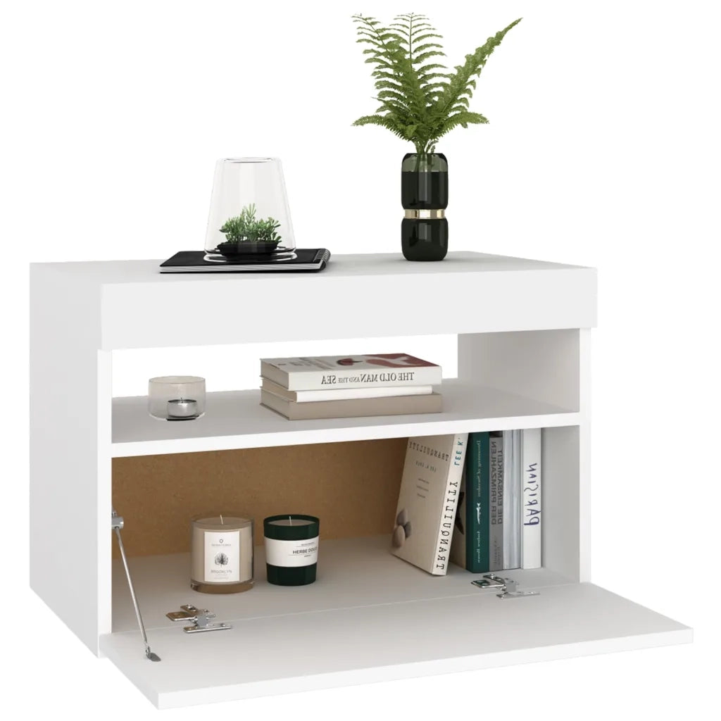 Comodini con Luci LED Bianco 60x35x40 cm in Legno Multistrato cod mxl 31211