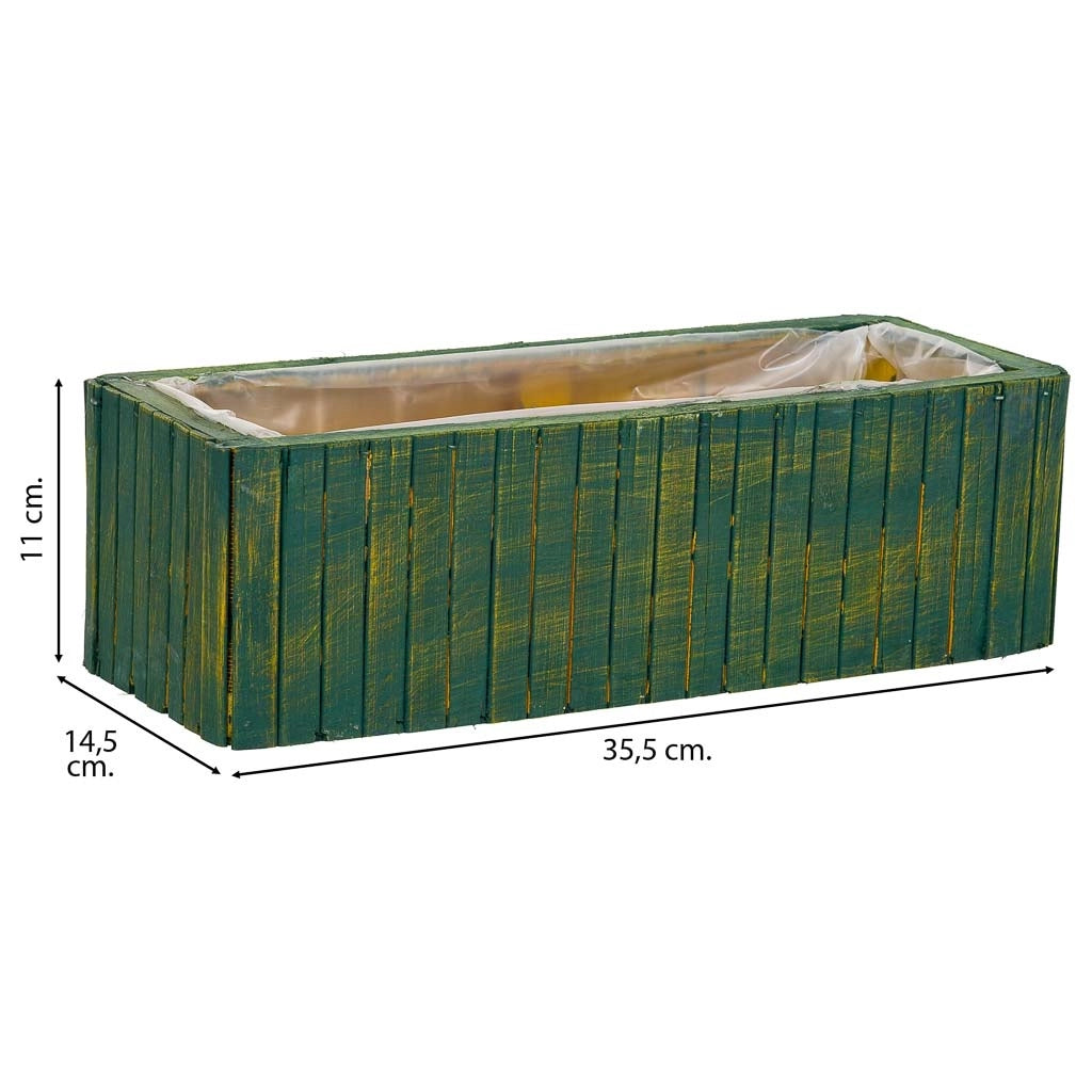 Cesto rettangolare in legno verde 35,5x14,5x11h