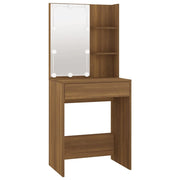 Toeletta tavolo da trucco di design mobile da camera da letto con illuminazione a LED rovere 60 x 40 x 140 cm marrone 02_0006346
