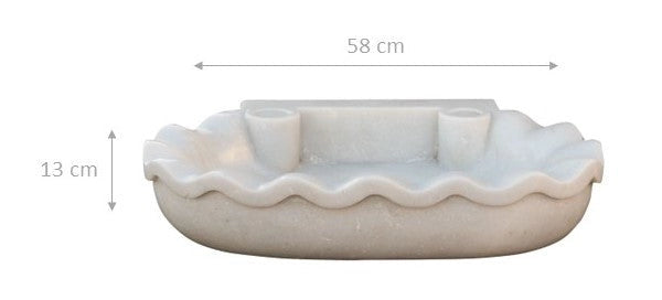 Biscottini Acquaio in marmo bianco L58xPR39xH13 cm Vasca realizzata completamente