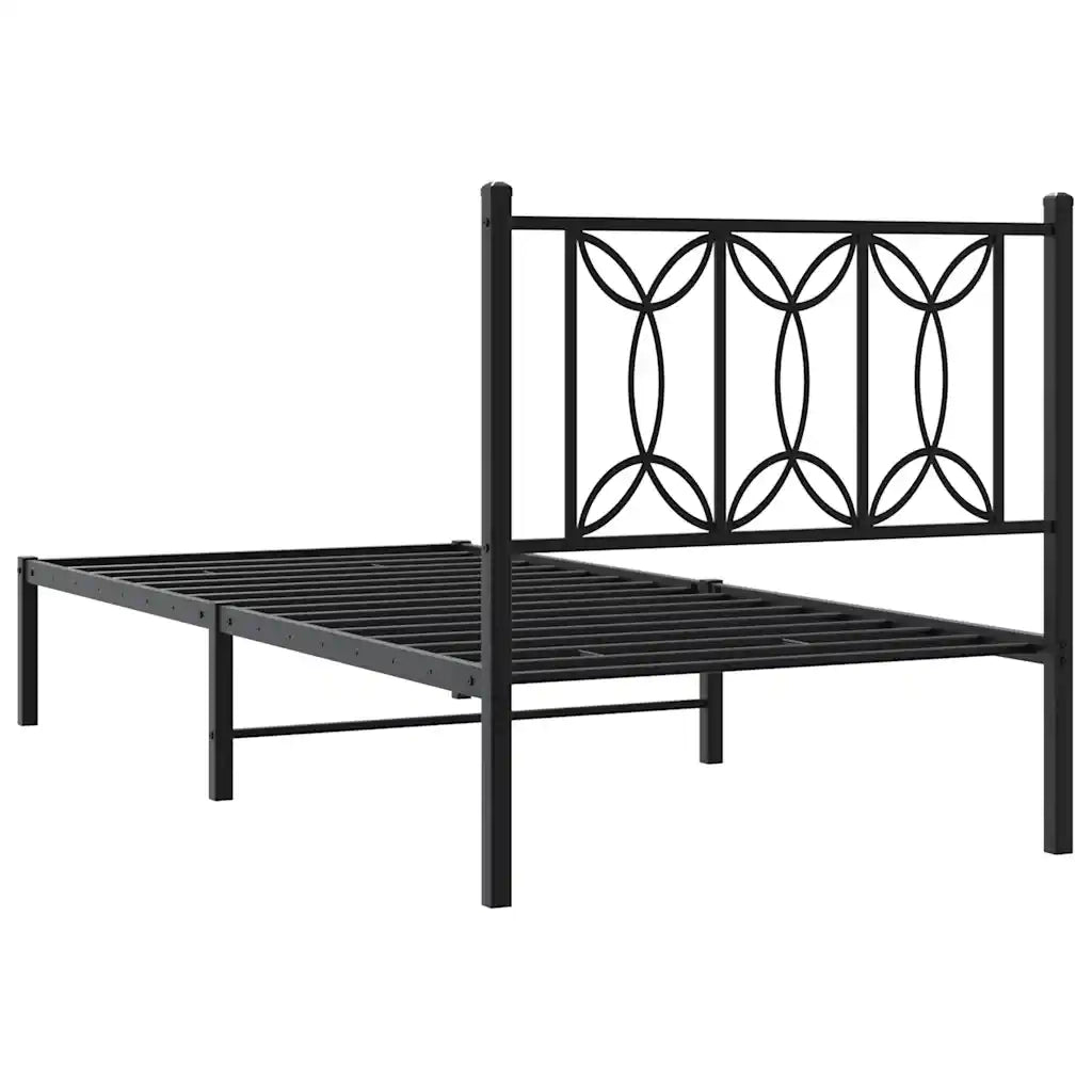 Giroletto con Testiera-Struttura Letto con testiera in Metallo Nero 90x190 cm 999746