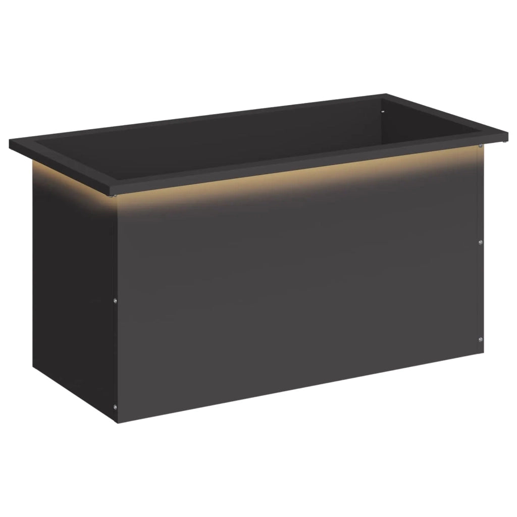 Fioriera da giardino con LED Nero 40 x 80 x 40 cm Acciaio 8008154