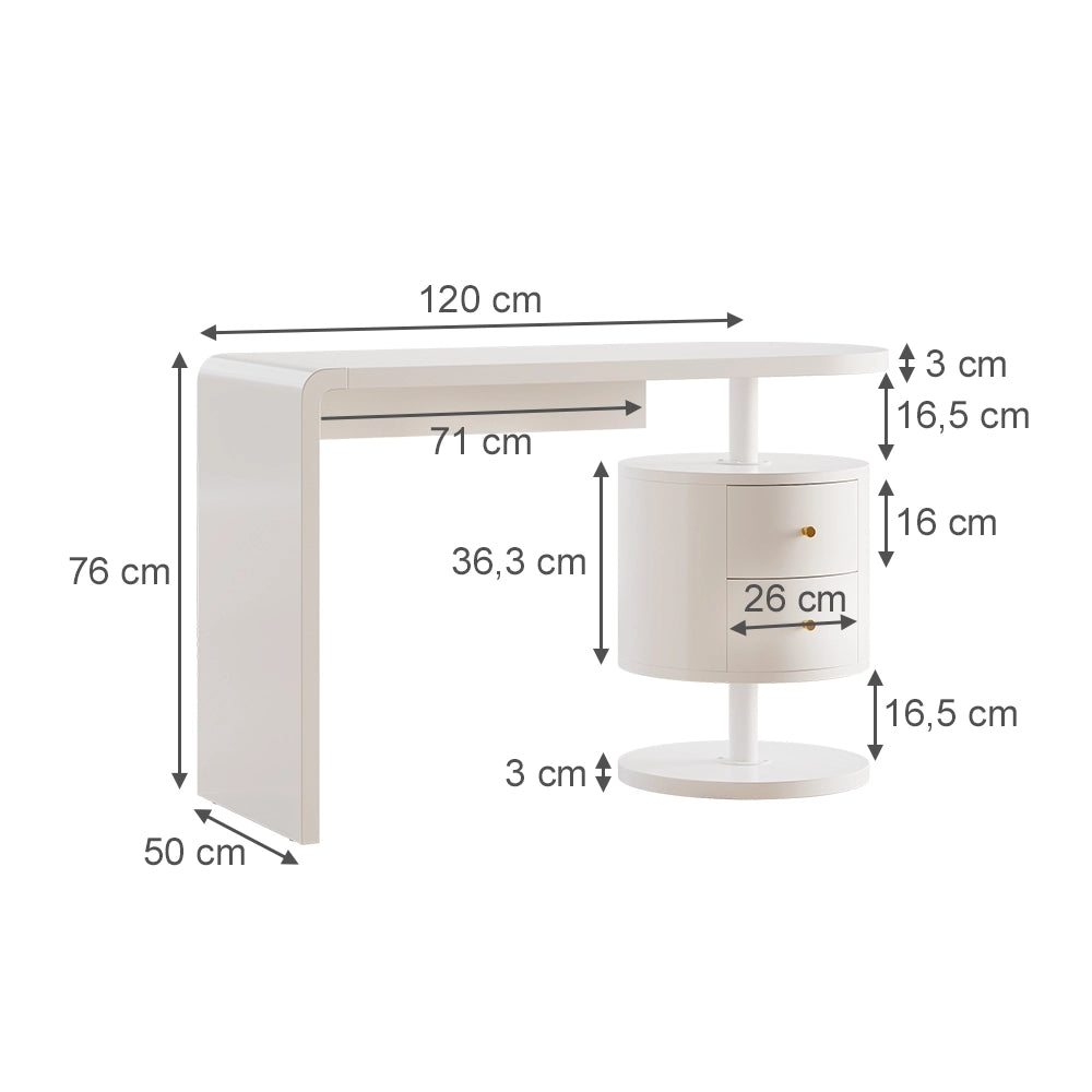 Vicco Scrivania Bianco lucido 120 x 50 cm con 2 cassetti
