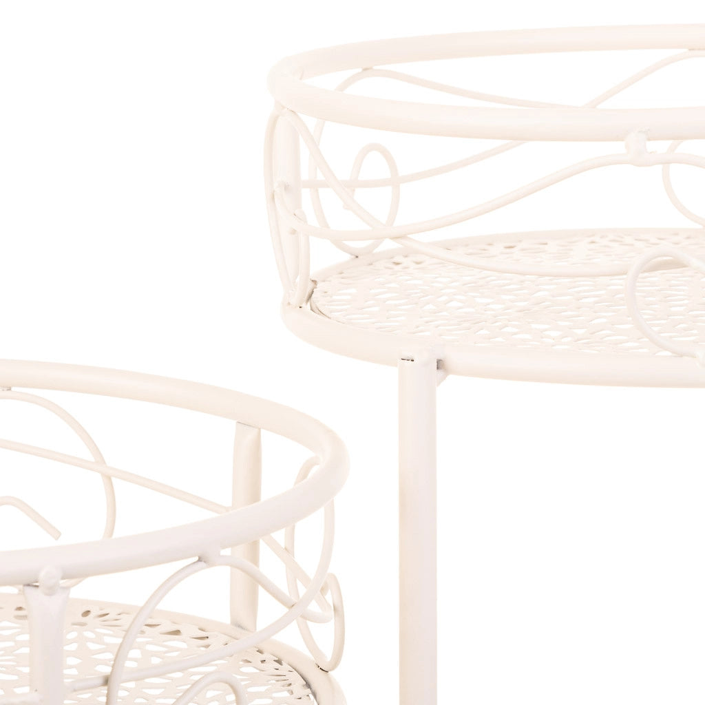 Supporto per 3 pentole in ferro battuto bianco 29x33x65