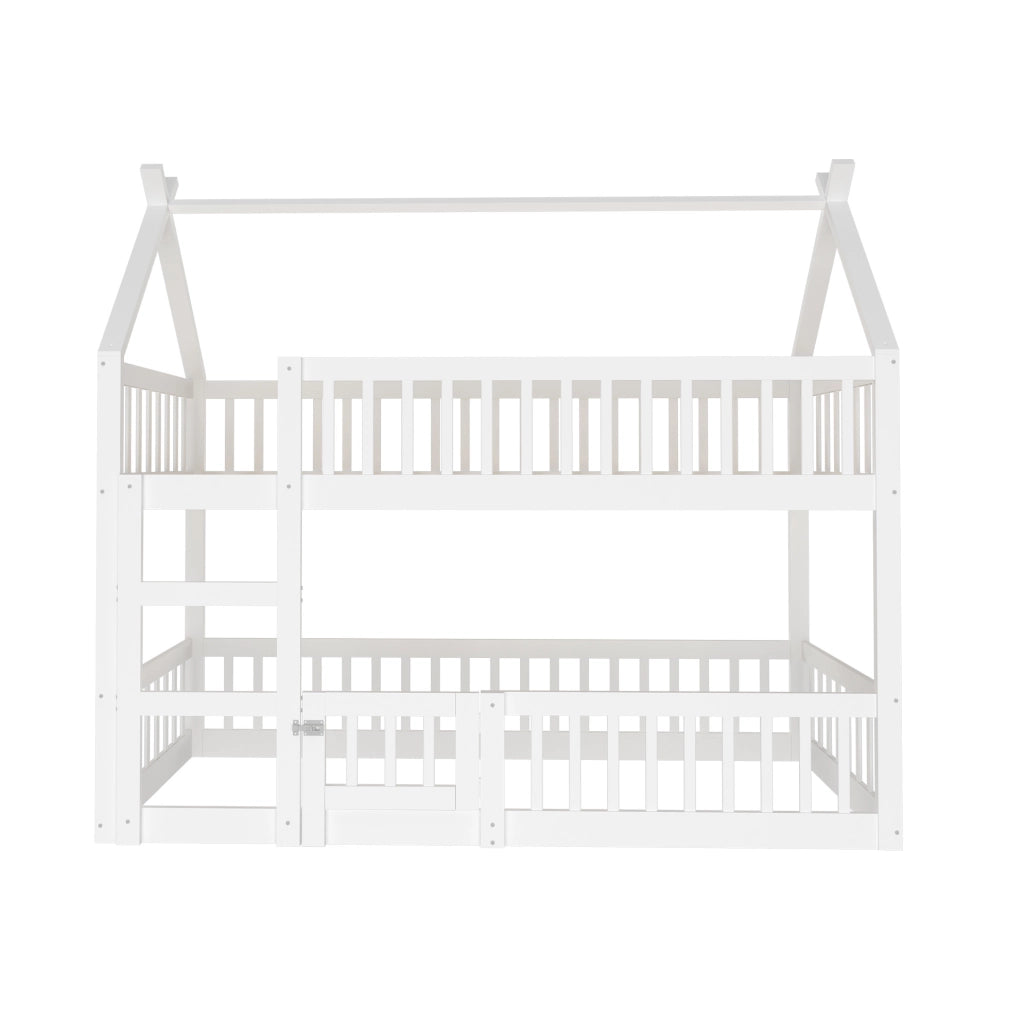 Letto a castello per bambini 90x200 con scala; bianco