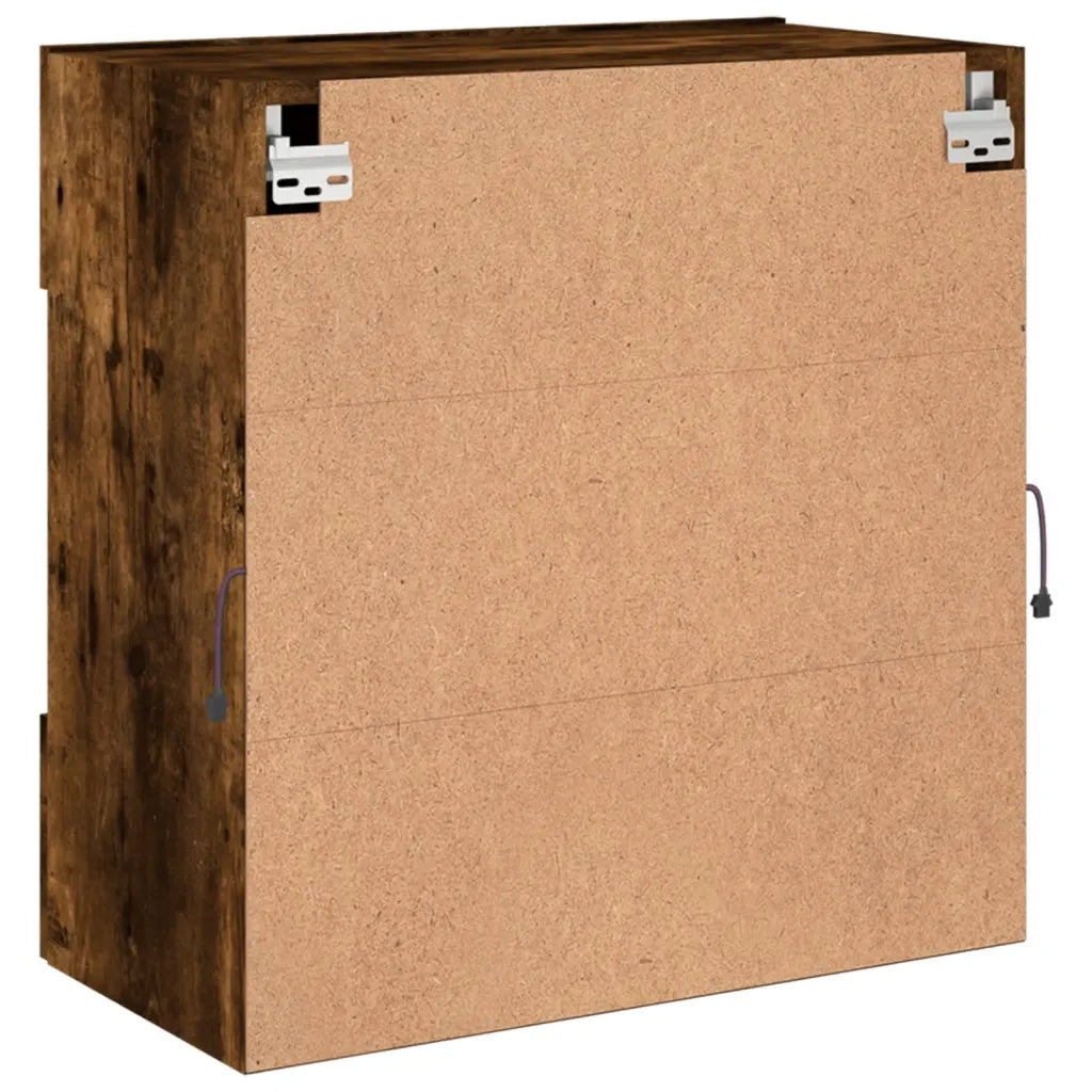 Mobile TV a Parete | Armadietto TV | Mobile Porta TV con Luci LED Rovere Fumo 58,5x30x60,5 cm