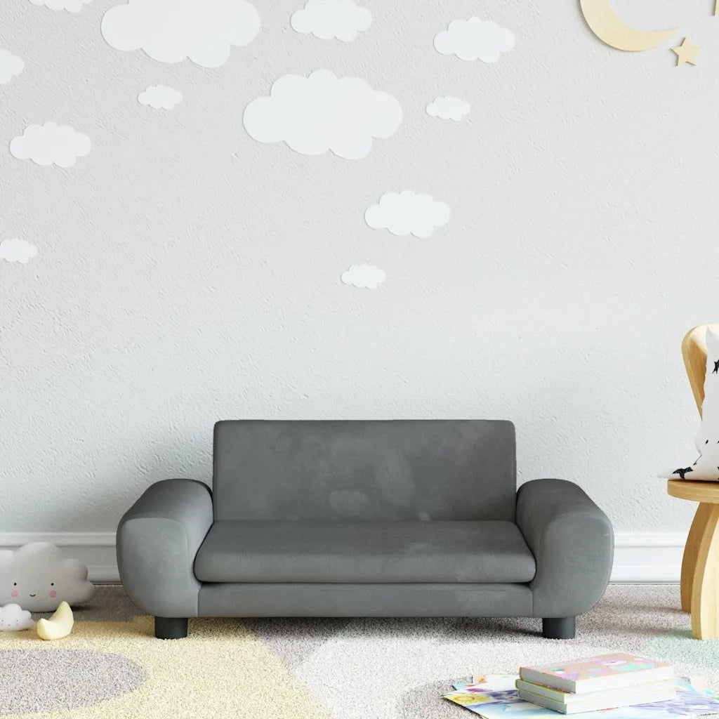 Divano | Divano da soggiorno | Sofa per Bambini Grigio Scuro 70x45x33 cm in Velluto