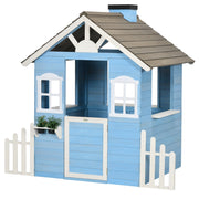 Casetta da giardino per bambini in legno con porta e finestre ¨C zephmum ¨C blu 151x112.5x142 cm