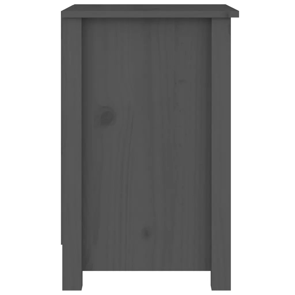 Comodino Grigio 40x35x55 cm in Legno Massello di Pino 820960