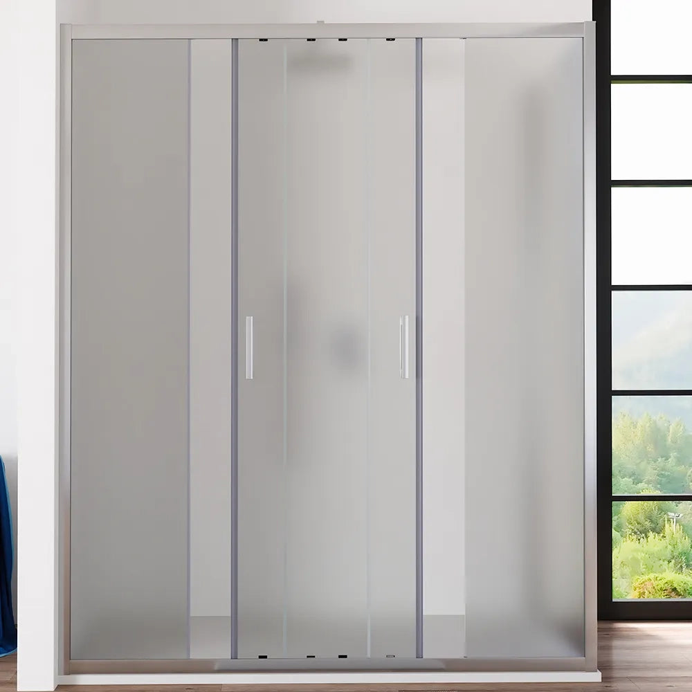 Box doccia angolare 80x160 cm vetro 6mm opaco apertura 2 ante scorrevoli | Favignana