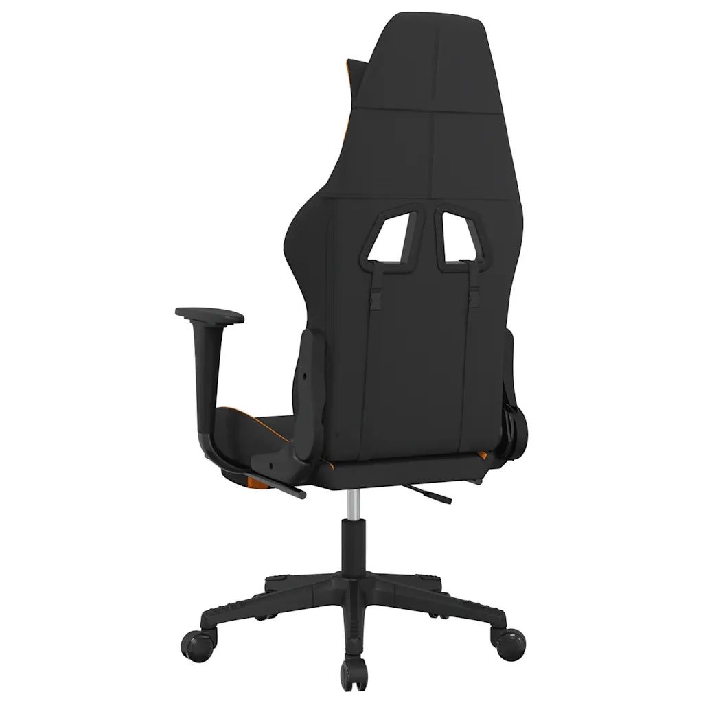Sedia da Gaming Massaggi e Poggiapiedi Tessuto Nero e Arancione cod mxl 69755