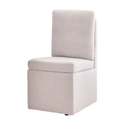 Sedia da pranzo con contenitore; rotazione 360° e ruote; schienale ergonomico in ciniglia grigio beige
