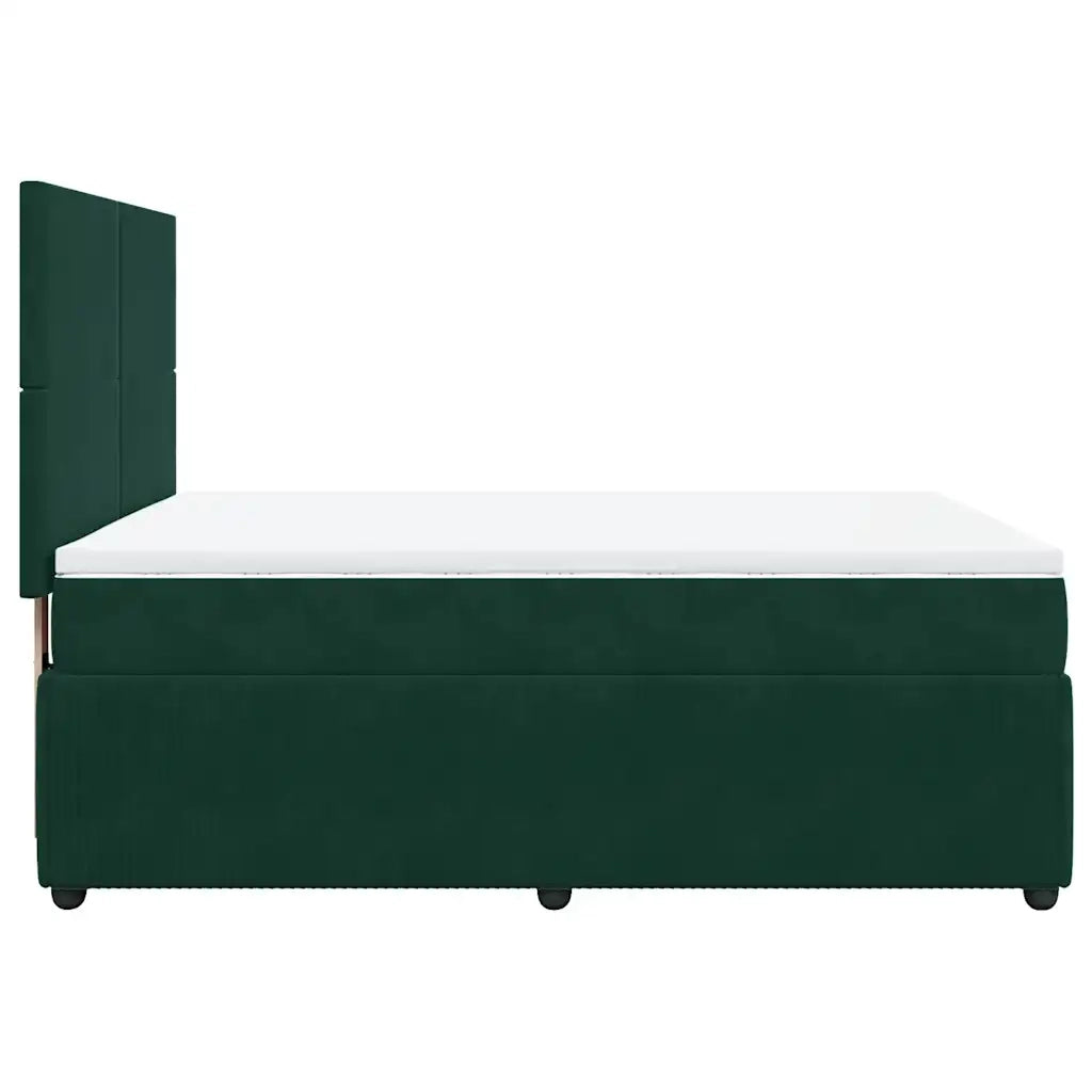 Giroletto a Molle con Materasso Verde Scuro 160x200 cm Velluto