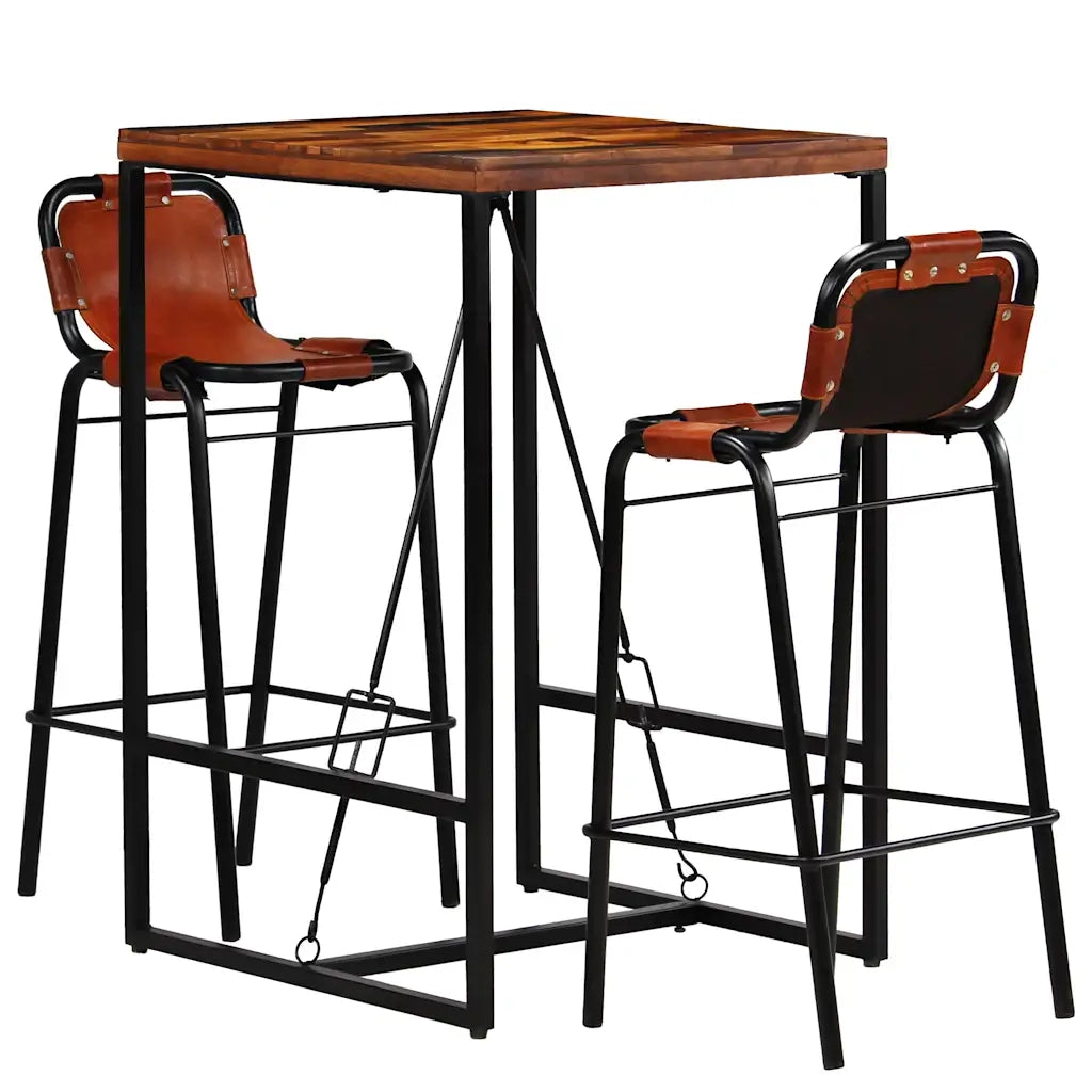 Set da Bar 3 pz in Massello di Recupero e Vera Pelle di Capra 246286