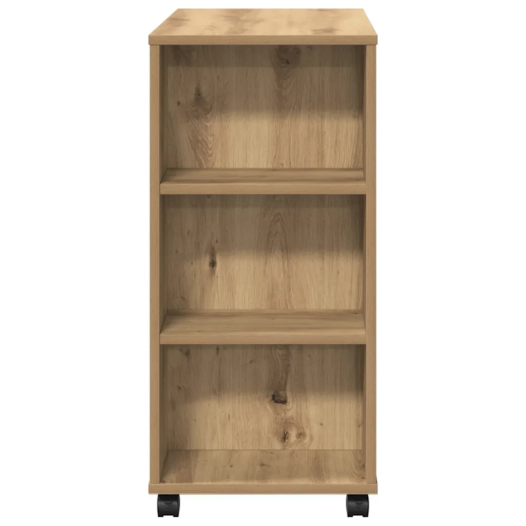 Mobiletto su ruote multifunzionale dal design moderno 60 x 35 x 75 cm realizzato in legno di rovere composito finitura artigianale 02_0050902