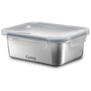 Castey contenitore ermetico in vetro borosilicato 640 ml, rettangolare, senza bpa, impilabile, adatto a microonde, forno e congelatore
