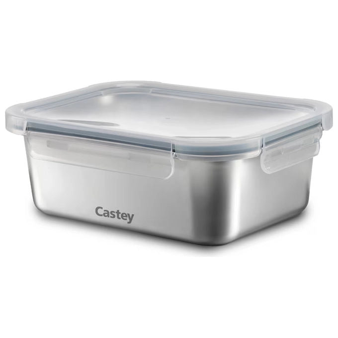 Castey contenitore ermetico in vetro borosilicato 640 ml, rettangolare, senza bpa, impilabile, adatto a microonde, forno e congelatore