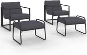 Set di 2 poltrone da Giardino Marco con poggiapiedi Grigio e Cuscino Grigio Antracite