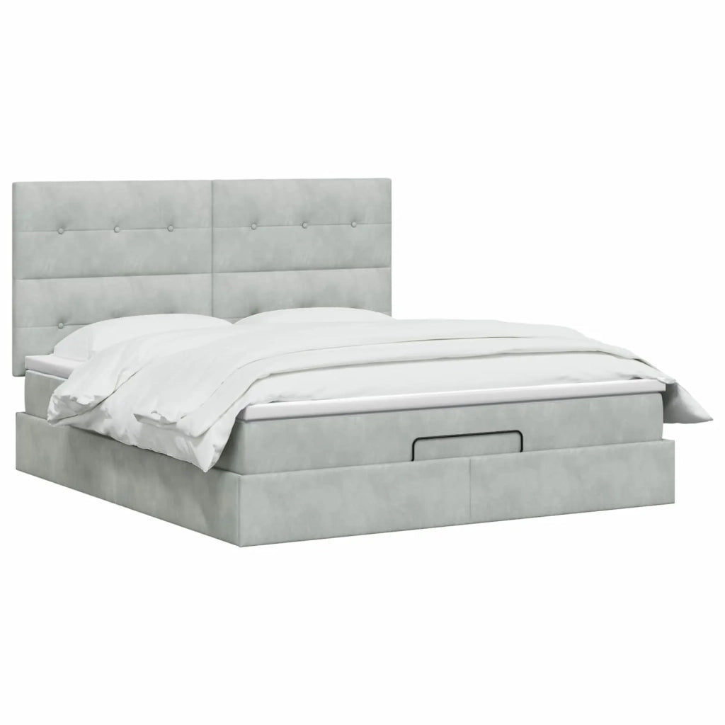 Letto ottomano con materasso Grigio Chiaro 140 x 200 cm Velluto 3457725