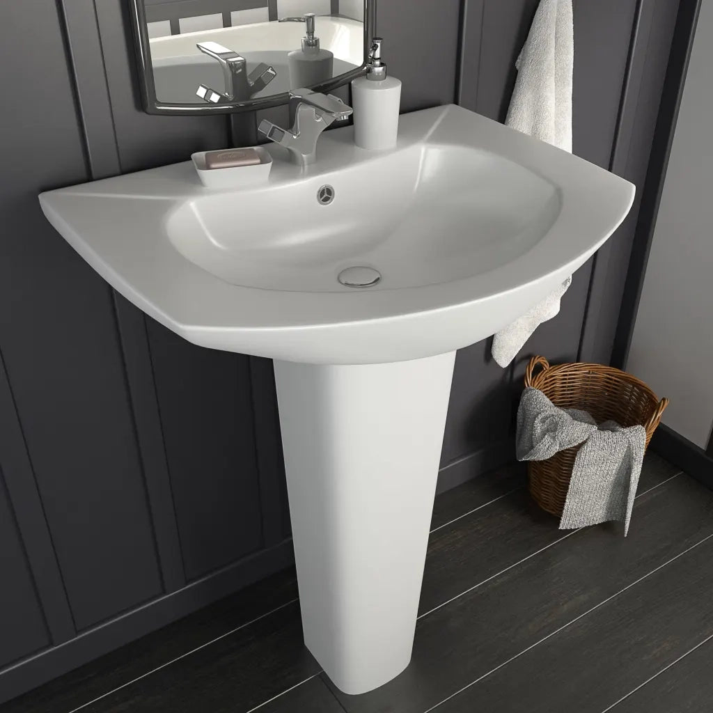 Lavandino a Colonna in Ceramica Bianca 650x520x200 mm CFW3299154