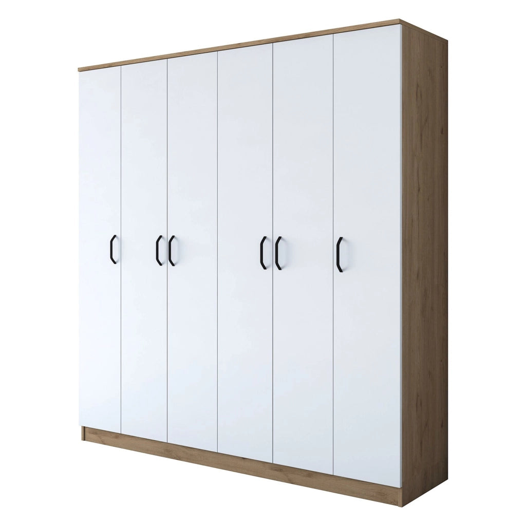 Armadio Camera da Letto Postua, Guardaroba Grande Appendiabiti, 180x191h cm Bianco