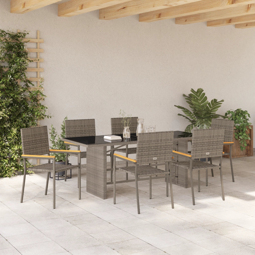Set pranzo giardino  7 pezzi grigio polyrattan