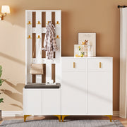 Set Ingresso con Scarpiera, Panca con Cuscino, Appendiabiti e Cassetti ¨C MINIMAL ¨C Bianco