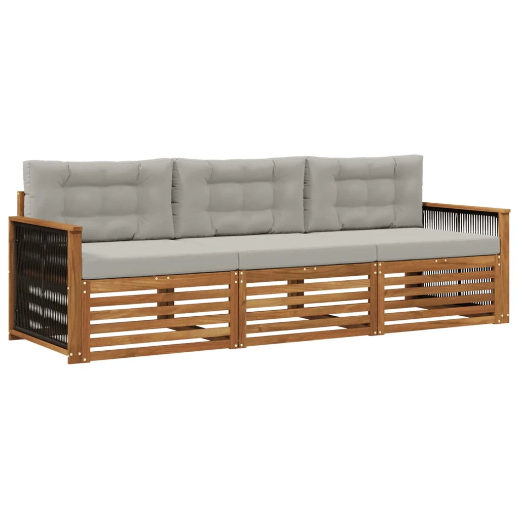 Set di divani da esterno 3 pz Naturale e Grigio Chiaro 3382964