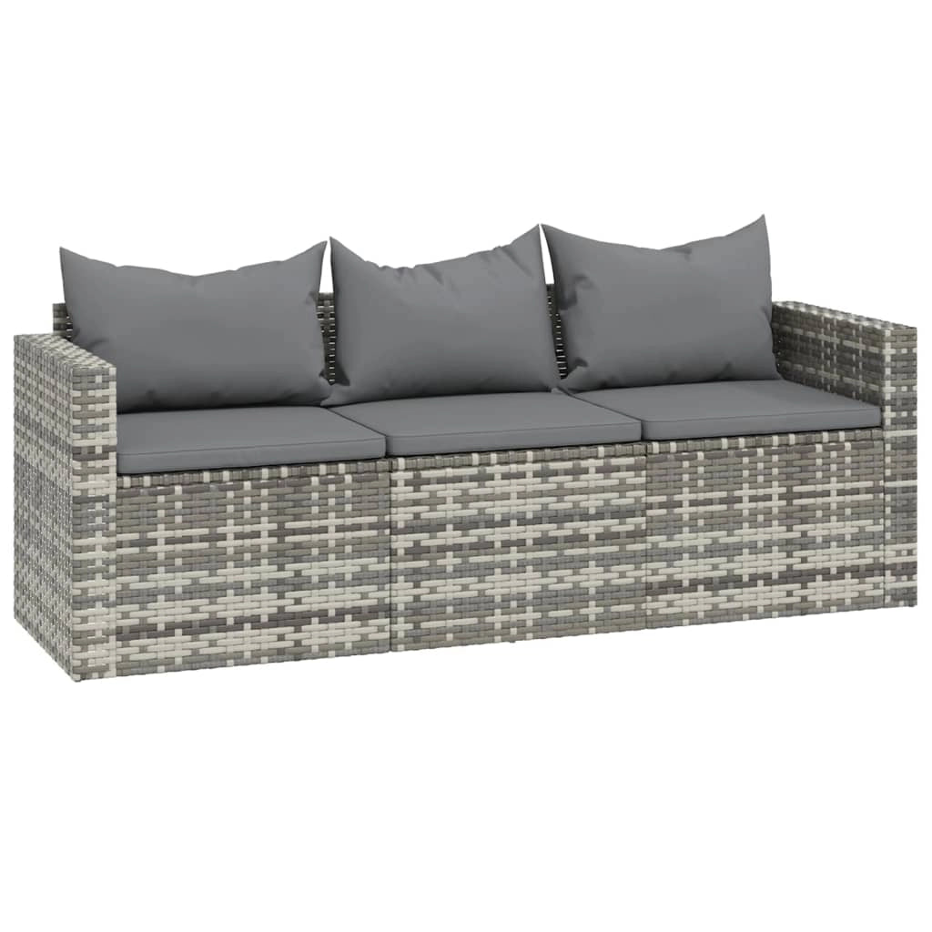 Set di mobili da giardino mobili da esterno set da 3 pezzi con cuscini resina intrecciata grigia 02_0015980