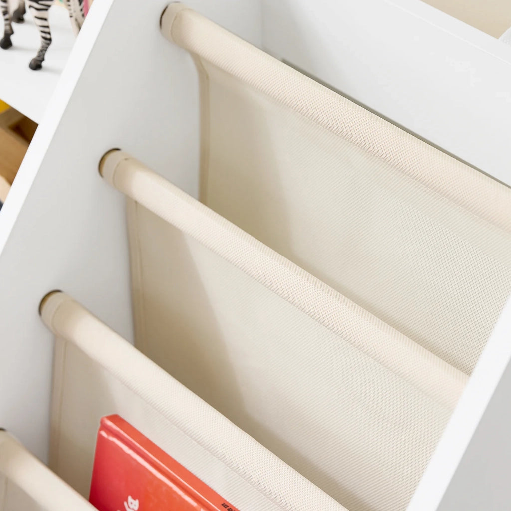 SoBuy KMB119-W Libreria Montessori per Bambini con 3 Ripiani e 1 Cesta Scaffale Portagiochi Bambini Libreria da Terra Salvaspazio e Multifunzione Bianco 80x40x80cm