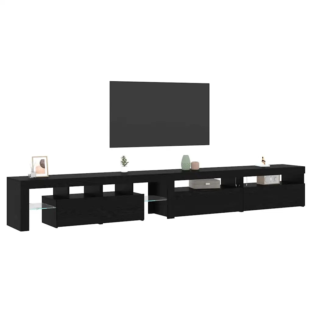 Mobile TV con LED 3 pz | Armadietto TV | Mobile Porta TV Rovere Nero 290 x 36,5 x 40 cm